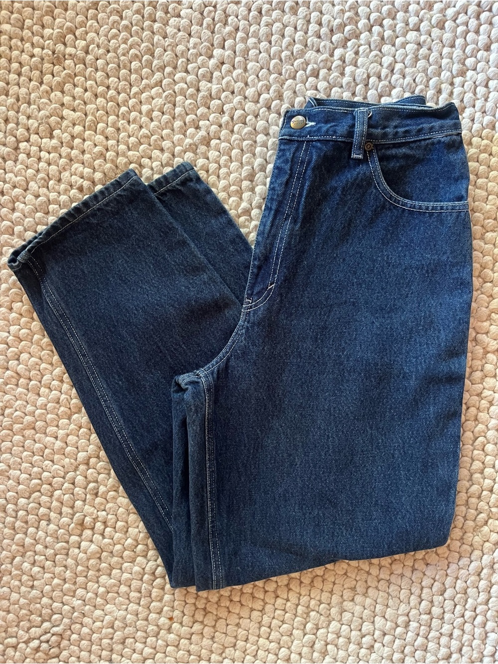 Vintage Classic Dark Wash Straight Leg Jeans - Navy Blue